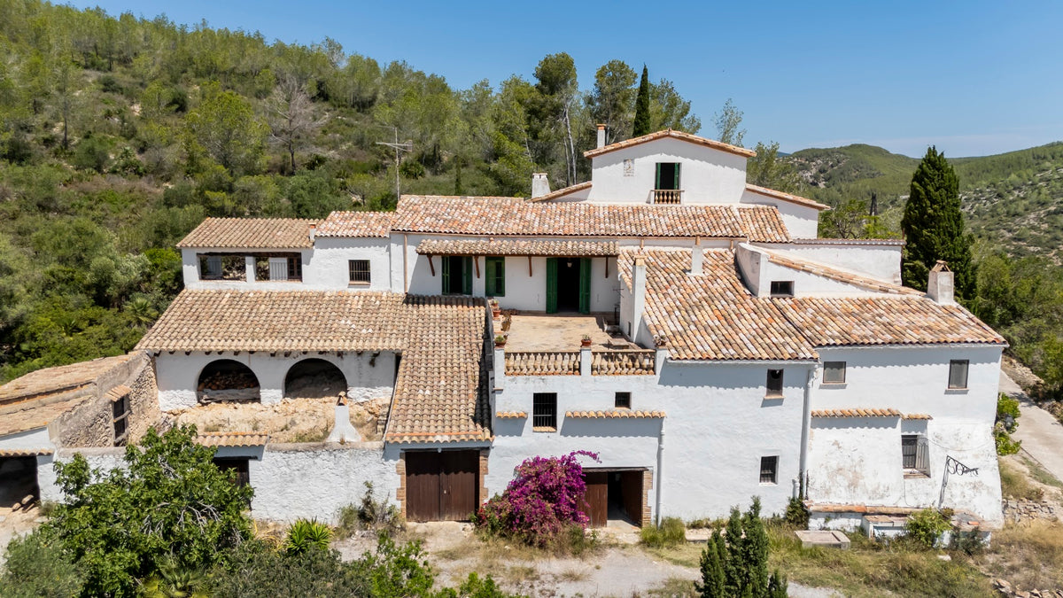 Aerial photo of the masia among the Garraf pines