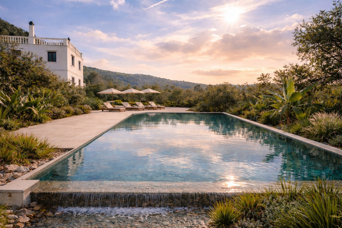 Render: the infinity pool at sunset