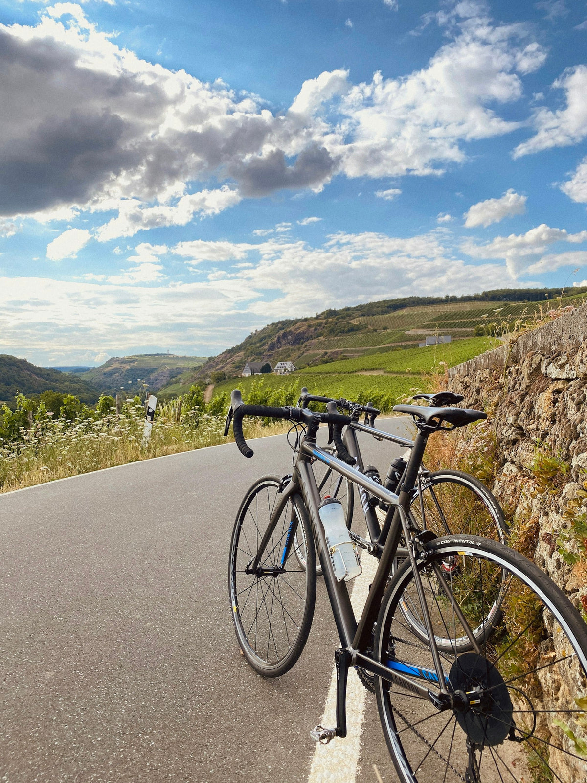 Cyclist on a quiet country road